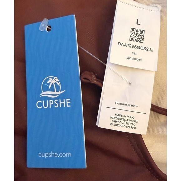 NEW Cupshe Brown Ruffle Large Lace Up Back Tummy Control One Piece Swimsuit - Picture 10 of 10